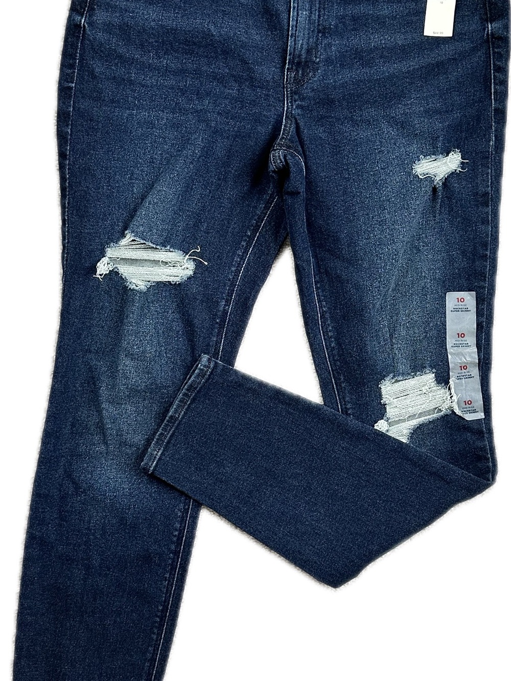 OLD NAVY Rockstar Super Skinny Mid Rise Distressed Jeans Dark Wash NWT Size 10